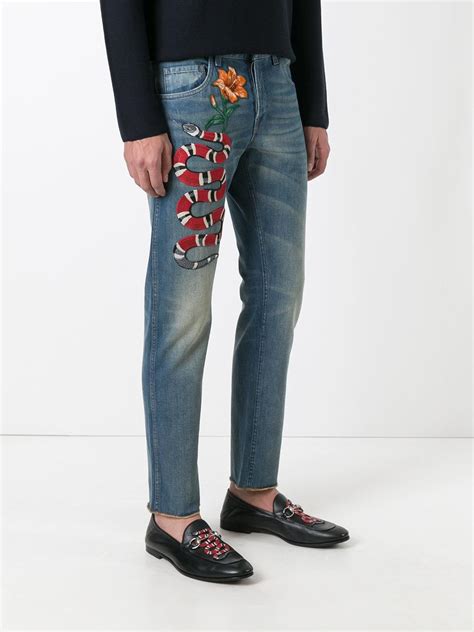 gucci pants jeans mens|gucci embroidered jeans men.